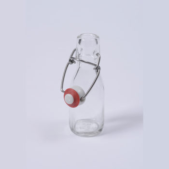Bügelflasche 100 ml Weissglas, inklusive Standardbügel in Edelstahl
