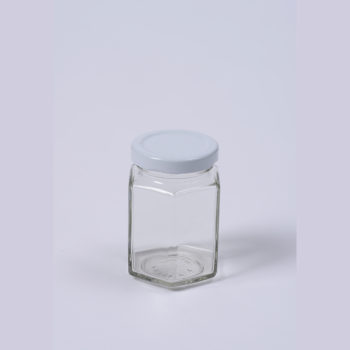 Sechseckglas 110 ml aus Weissglas, ohne Deckel TO-48
